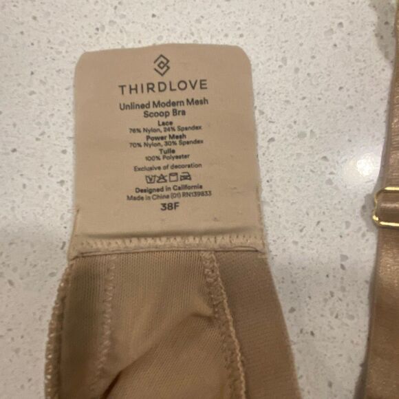 ThirdLove unlined, modern mesh, scoop bra, lace size 38F - Picture 6 of 7